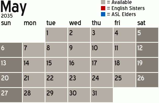 Missionary Dinner Calendar