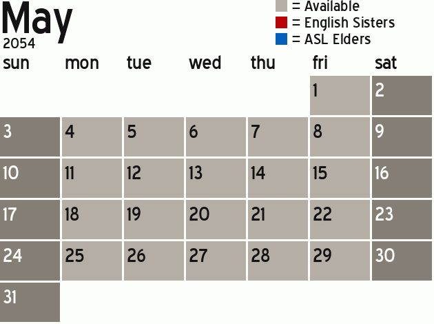 Missionary Dinner Calendar