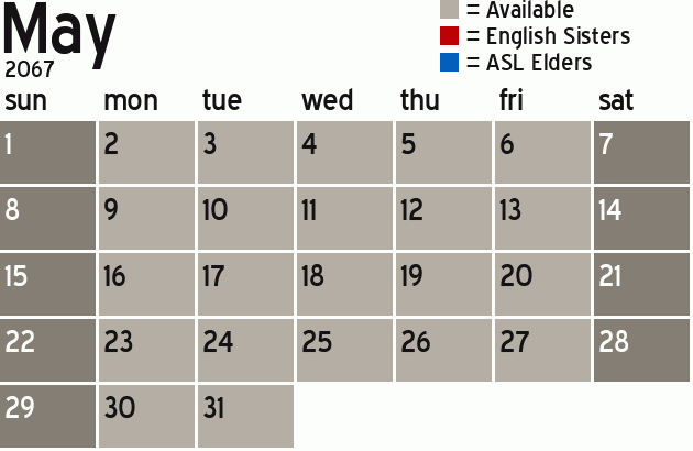 Missionary Dinner Calendar