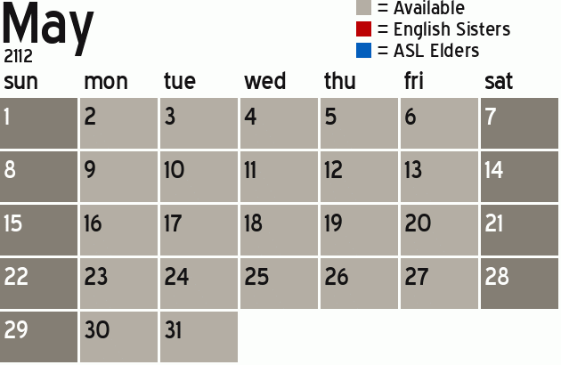 Missionary Dinner Calendar