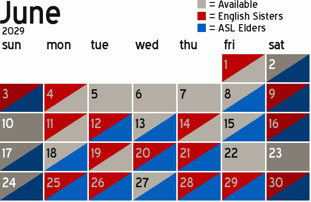 Missionary Dinner Calendar