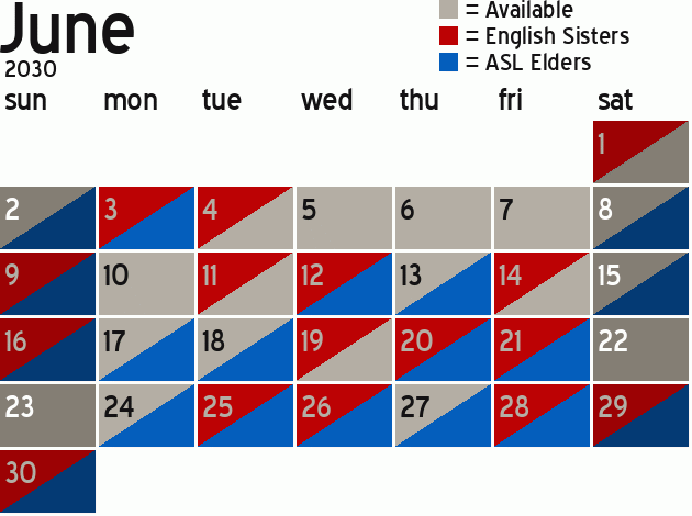 Missionary Dinner Calendar