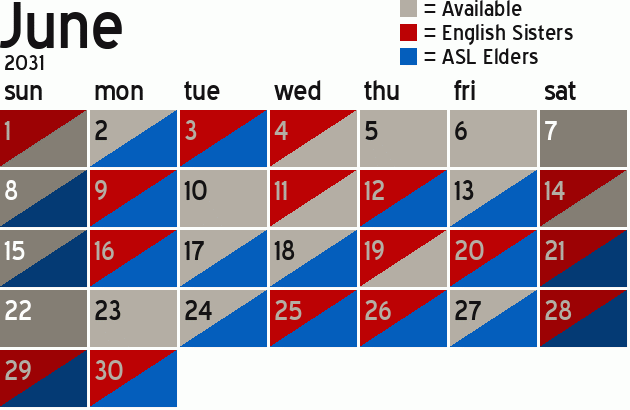 Missionary Dinner Calendar