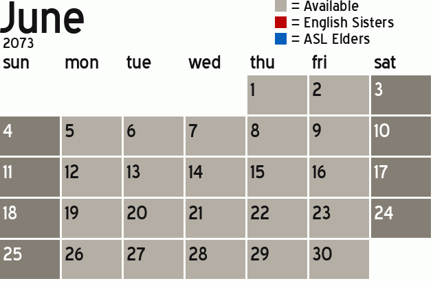 Missionary Dinner Calendar