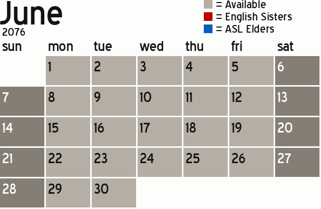 Missionary Dinner Calendar