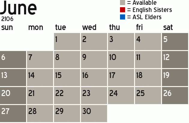 Missionary Dinner Calendar