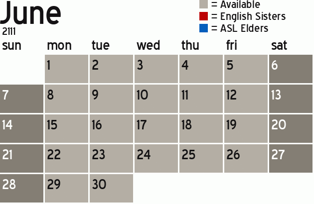 Missionary Dinner Calendar