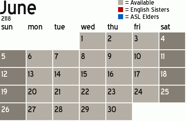 Missionary Dinner Calendar