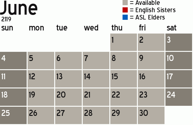 Missionary Dinner Calendar