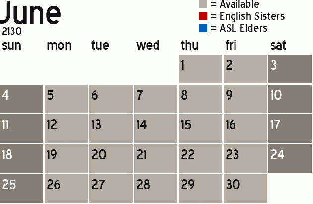 Missionary Dinner Calendar
