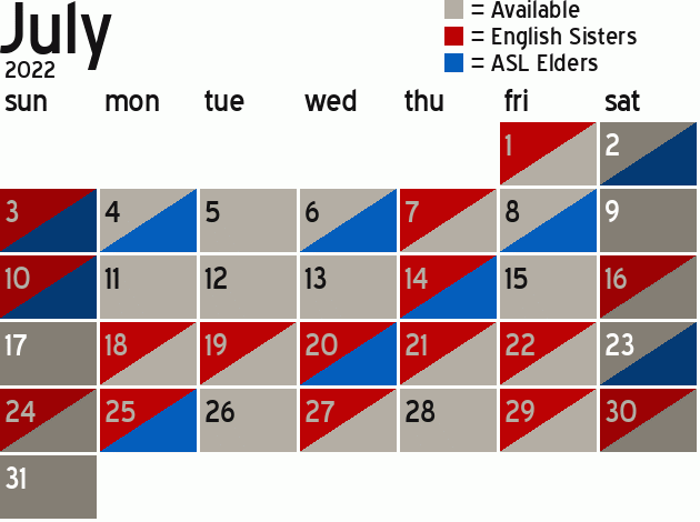 Missionary Dinner Calendar