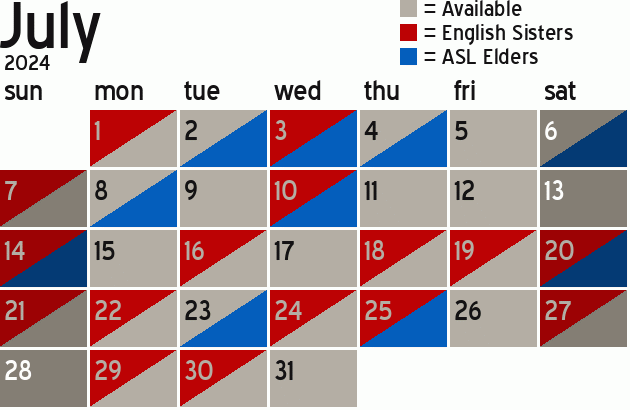 Missionary Dinner Calendar