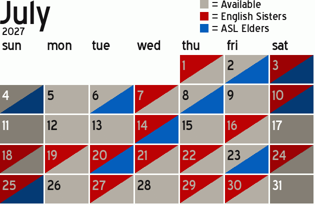 Missionary Dinner Calendar