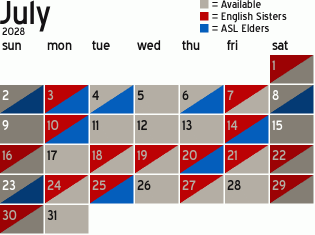 Missionary Dinner Calendar