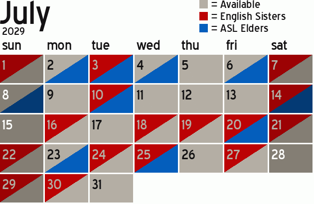 Missionary Dinner Calendar