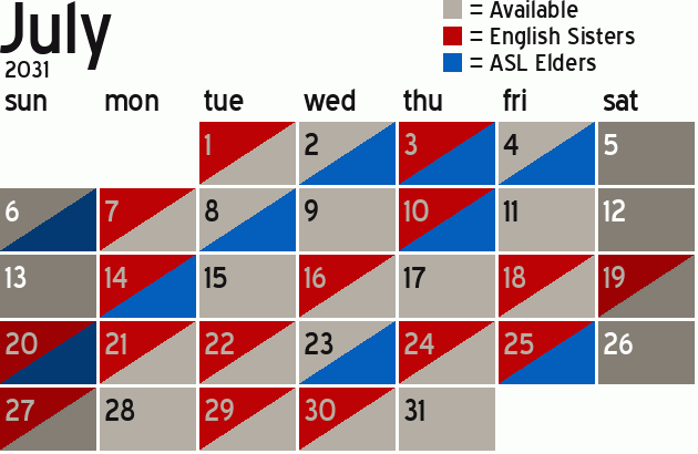 Missionary Dinner Calendar