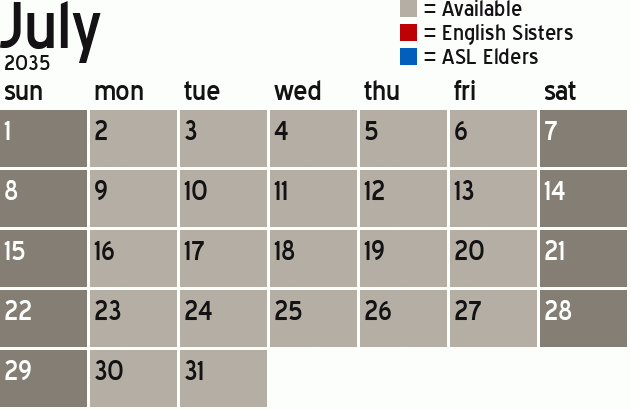 Missionary Dinner Calendar