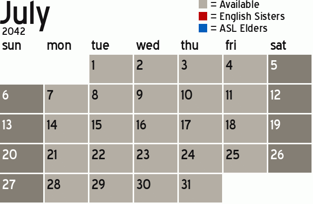 Missionary Dinner Calendar