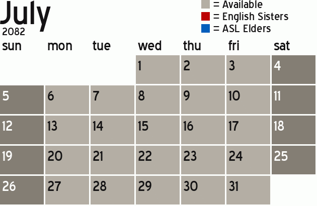 Missionary Dinner Calendar