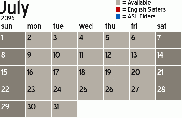 Missionary Dinner Calendar