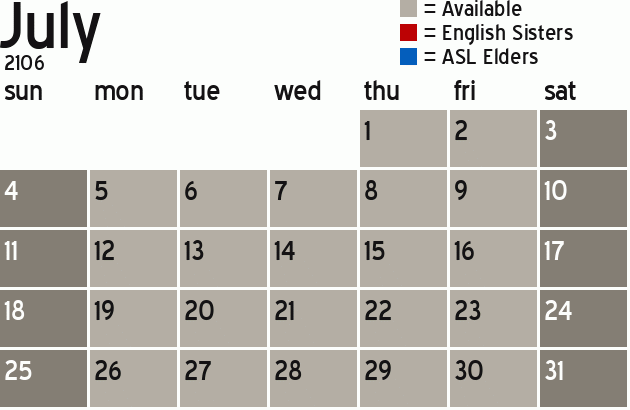 Missionary Dinner Calendar