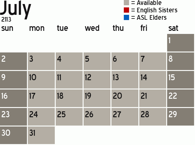 Missionary Dinner Calendar