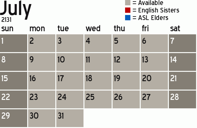 Missionary Dinner Calendar