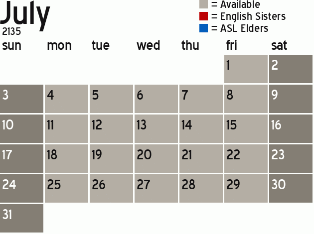 Missionary Dinner Calendar