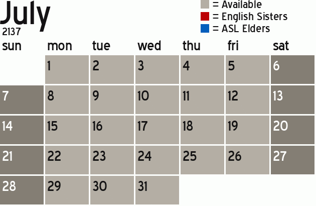 Missionary Dinner Calendar