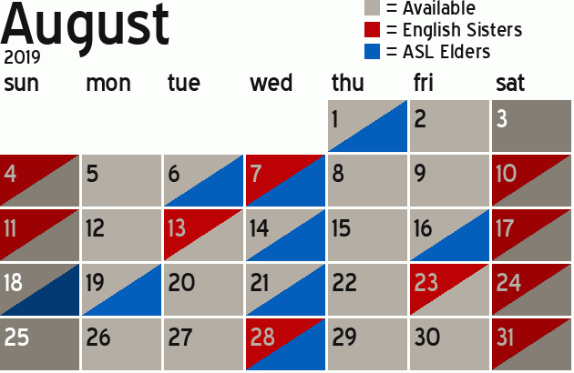 Missionary Dinner Calendar