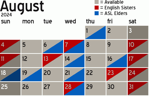 Missionary Dinner Calendar