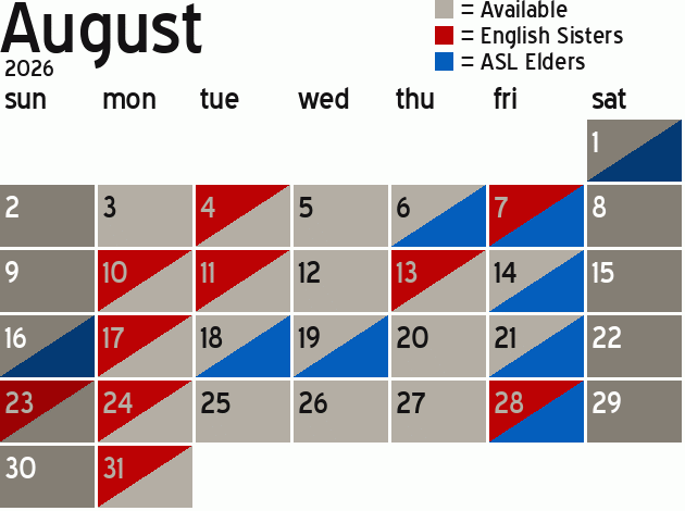 Missionary Dinner Calendar
