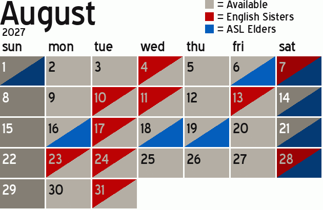 Missionary Dinner Calendar