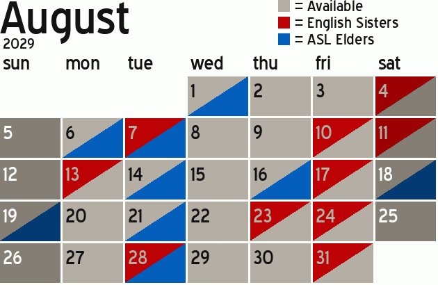 Missionary Dinner Calendar