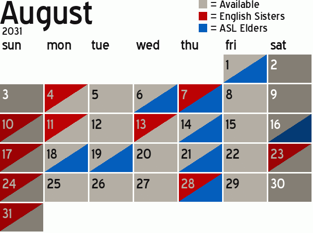 Missionary Dinner Calendar
