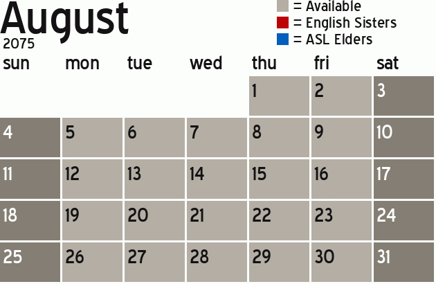 Missionary Dinner Calendar