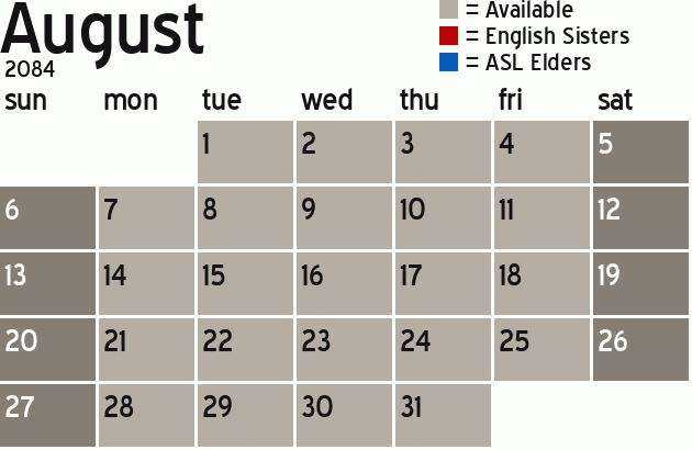 Missionary Dinner Calendar