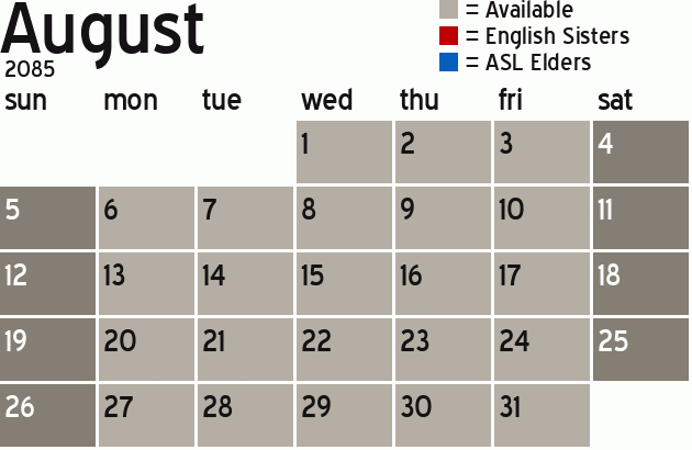 Missionary Dinner Calendar