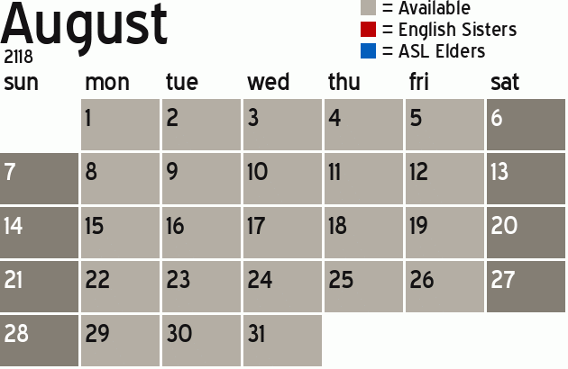 Missionary Dinner Calendar