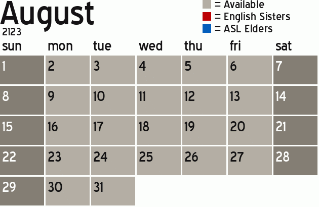 Missionary Dinner Calendar