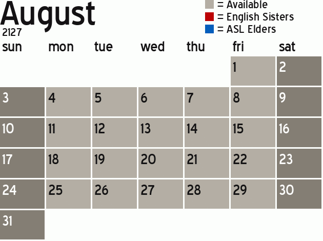 Missionary Dinner Calendar