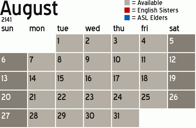Missionary Dinner Calendar