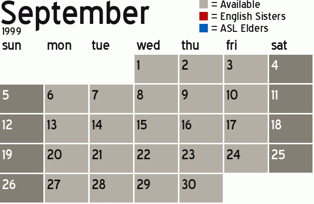 Missionary Dinner Calendar
