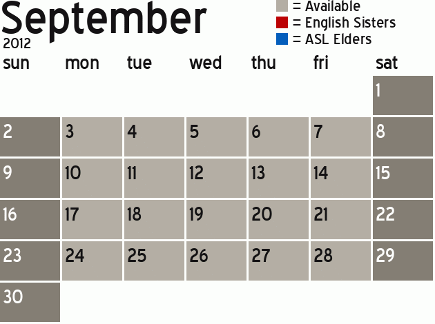 Missionary Dinner Calendar