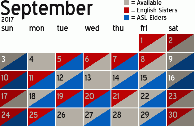 Missionary Dinner Calendar