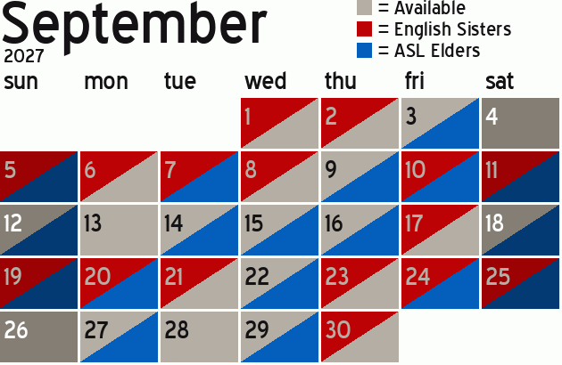 Missionary Dinner Calendar