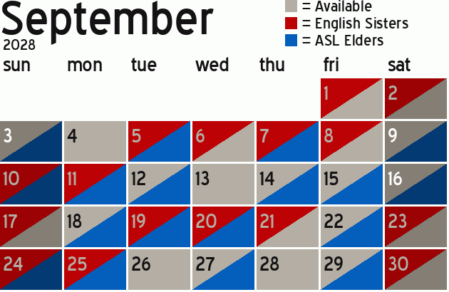 Missionary Dinner Calendar