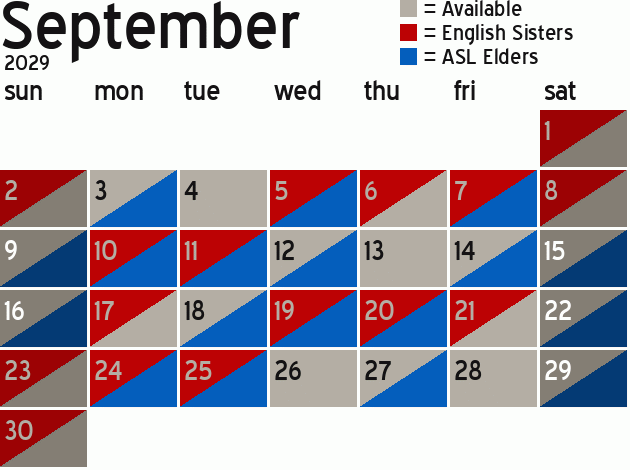Missionary Dinner Calendar