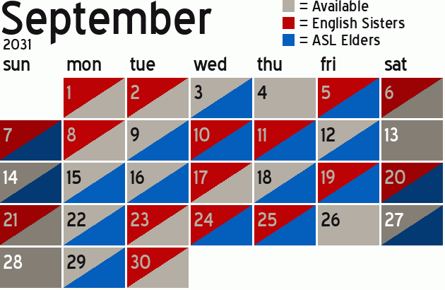 Missionary Dinner Calendar
