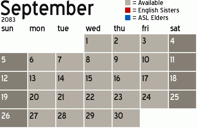 Missionary Dinner Calendar
